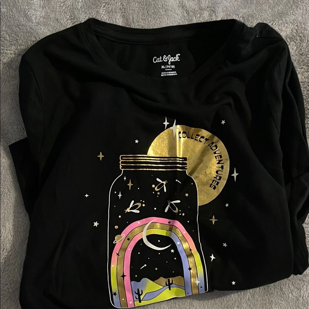 Cat & Jack Black Tee with Rainbow Jar Graphic